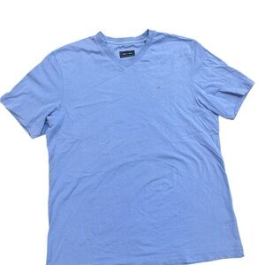 Eden Park Paris Men’s Blue V-Neck T-Shirt Short Sleeve Bow Logo Size M